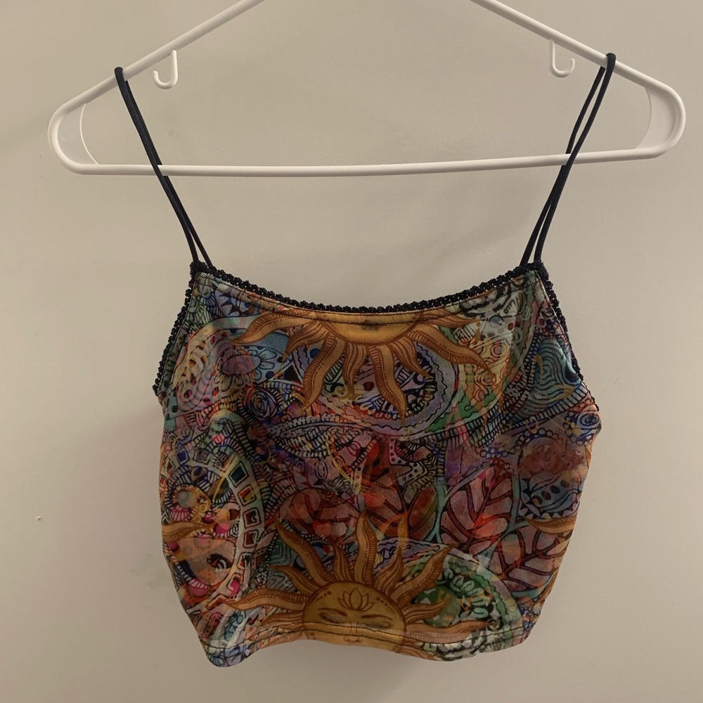Psychedelic Print Cami Mesh Top